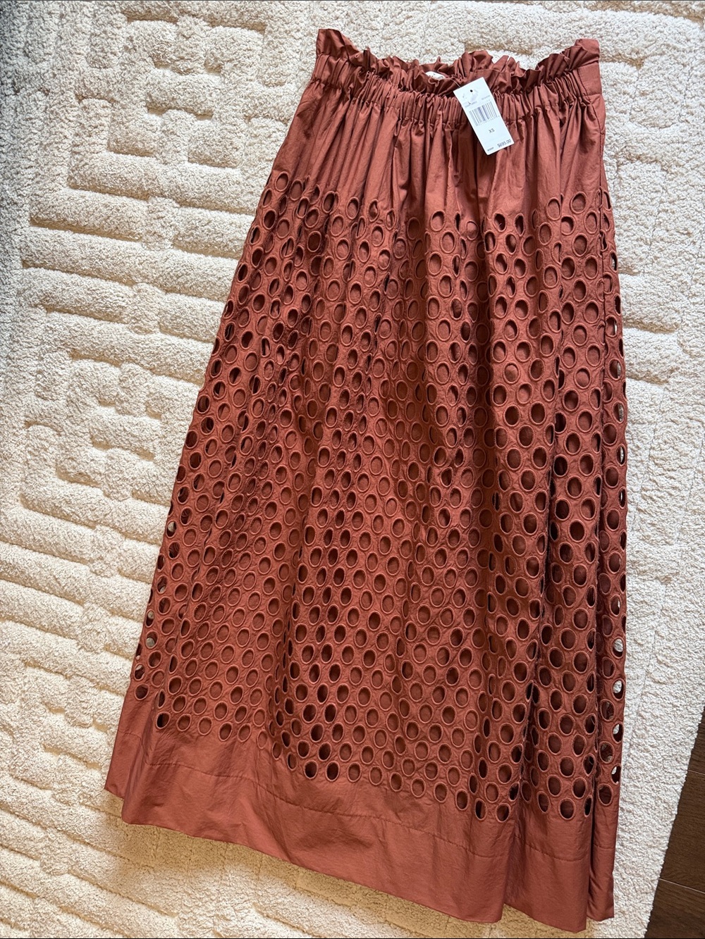 A.L.C. Rust Eyelet Maxi Skirt